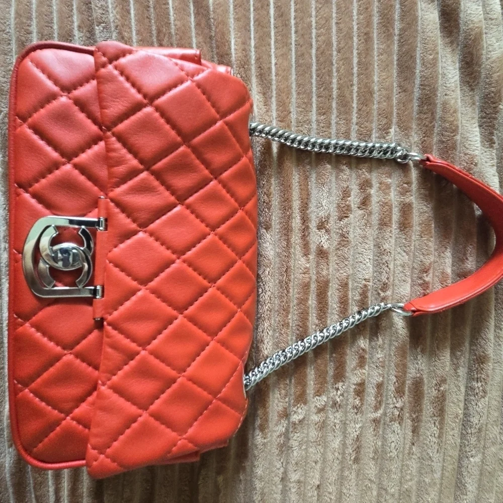CHANEL Coral Quilted Lambskin Flap Shoulder Bag Medium